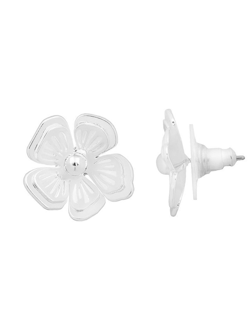 LC Lauren Conrad Silver Tone Dimensional Flower Stud Earrings (NWT)
